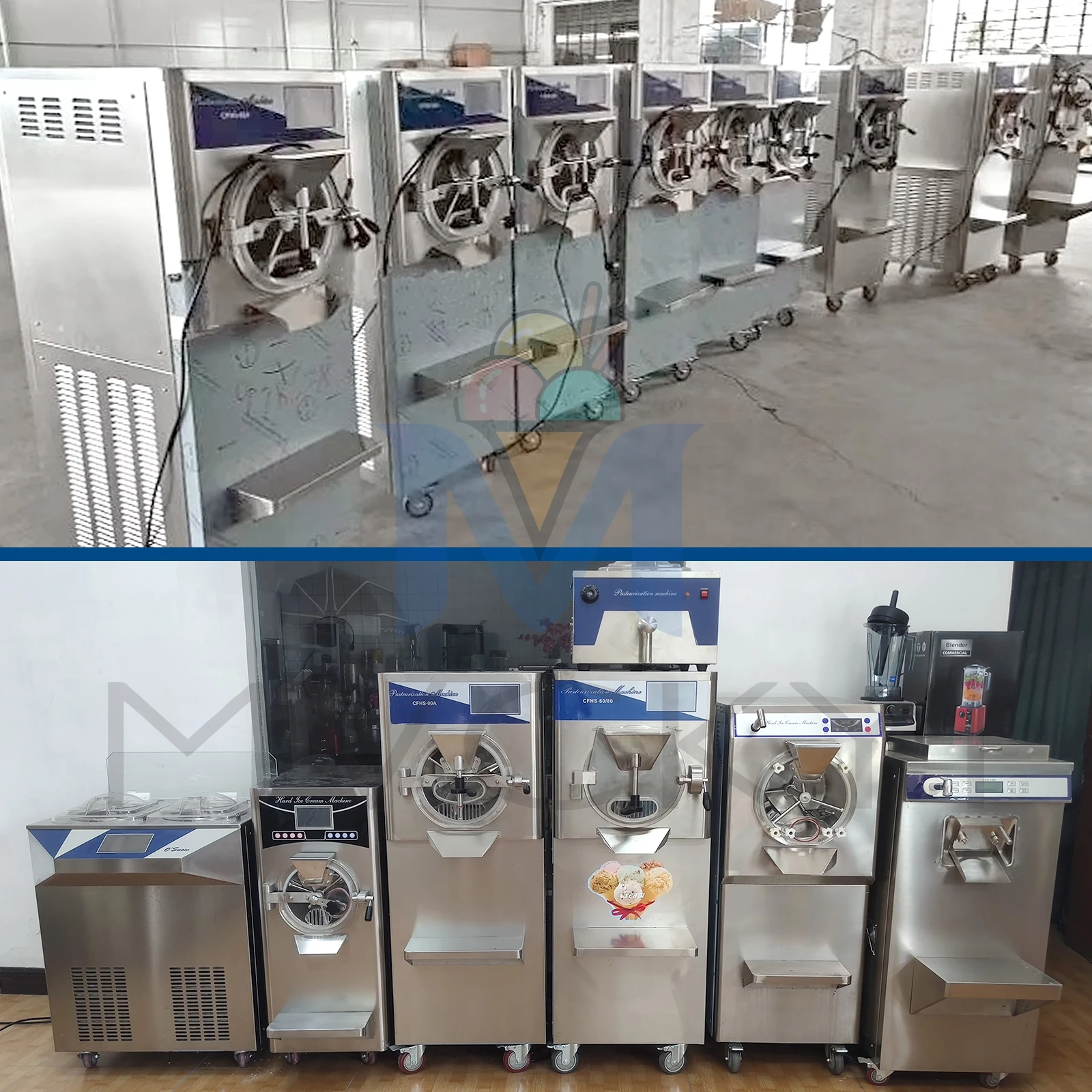 Hard Ice Cream Refrigeration Machine 2800W Big Capacity Gelato Maker 10.1L