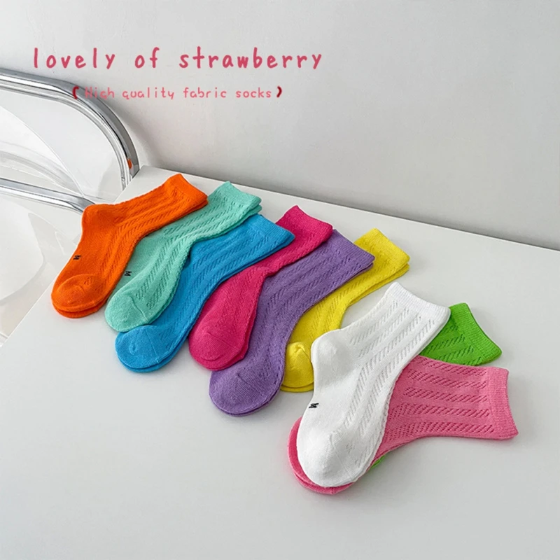 4 Pairs/Lot Baby Kids Socks Four Seasons Cotton Solid Sock Candy Color Toddler Boy Girls Floor Socks Children Sock kids socks