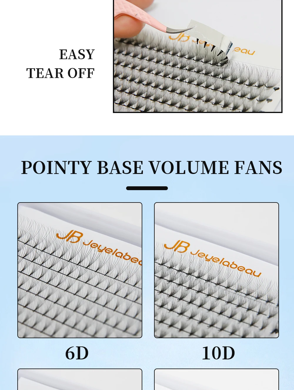 Description Picture 6 of itemJB Jeyelabeau Premade Russian Volume Fans 4D 5D 6D 8D 10D 20D 24D Individual Soft Lashes Extension 320 Fans Faux Mink Eyelashes