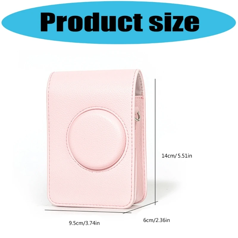 Waterproof Pink PU Leather Crossbody Camera Case with Adjustable Strap