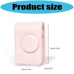 Waterproof Pink PU Leather Crossbody Camera Case with Adjustable Strap (Pink)