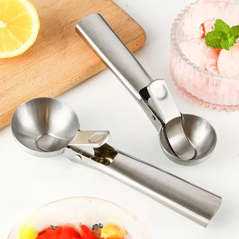 Ice Cream Scoop Stainless Steel Ice Cream Scoops Multifunctional Dual-Purpose Scoop Fruit Watermelon Spoon Ball Scoop Household Ice Cream Tools