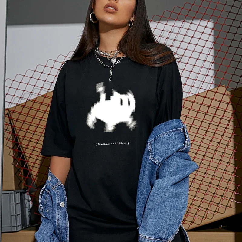 thumbnail image 1 of Camisetas de manga corta con estampado estético para mujer, Tops básicos de calle Y2k, camisetas informales Harajuku góticas con cuello redondo, ropa para mujer, 1 of 5