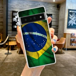 Clear Soft TPU Phone Case with Large Brazil Flag Design - Pixel 9 Pro (A1)