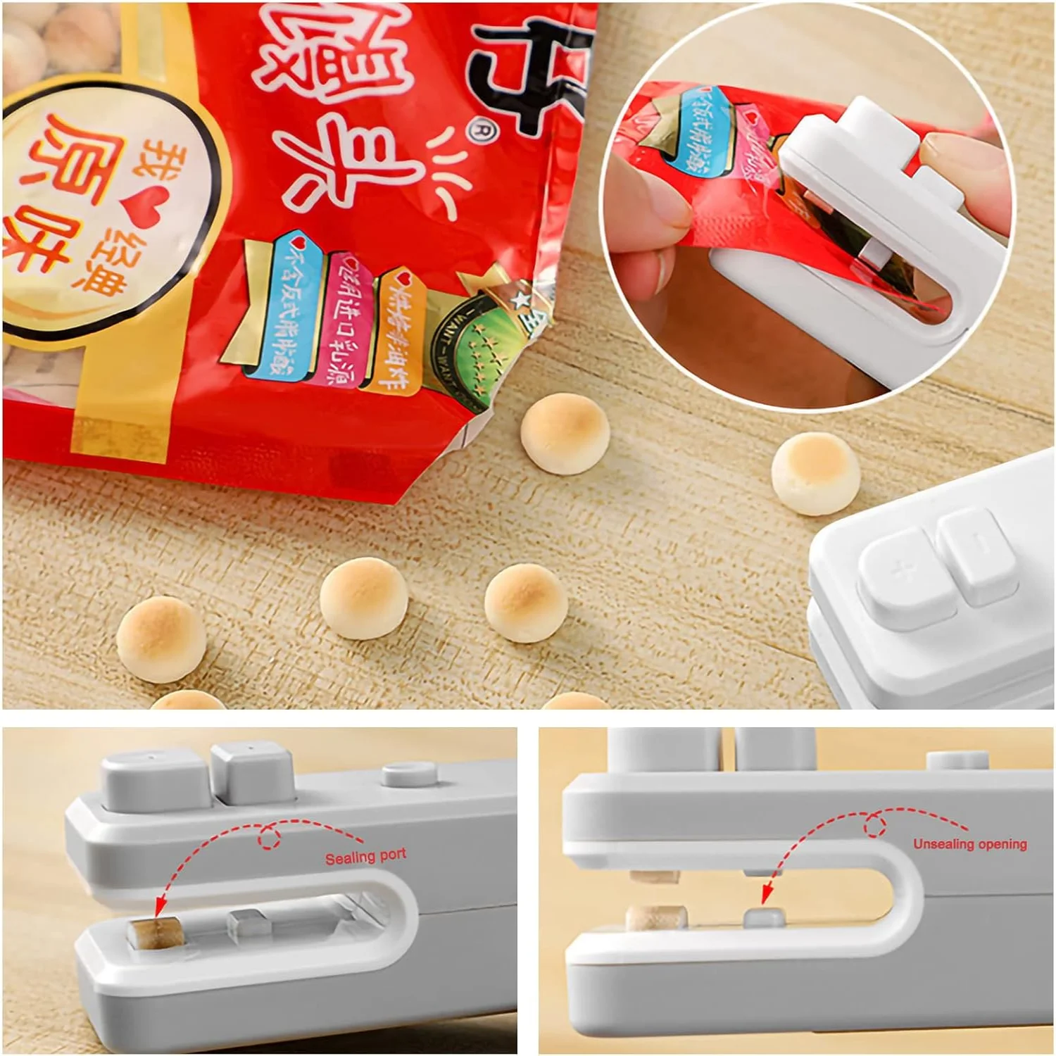 Multifunctional Charge Mini Portable Handheld Heat Vacuum Sealers with for Airtight Food-White