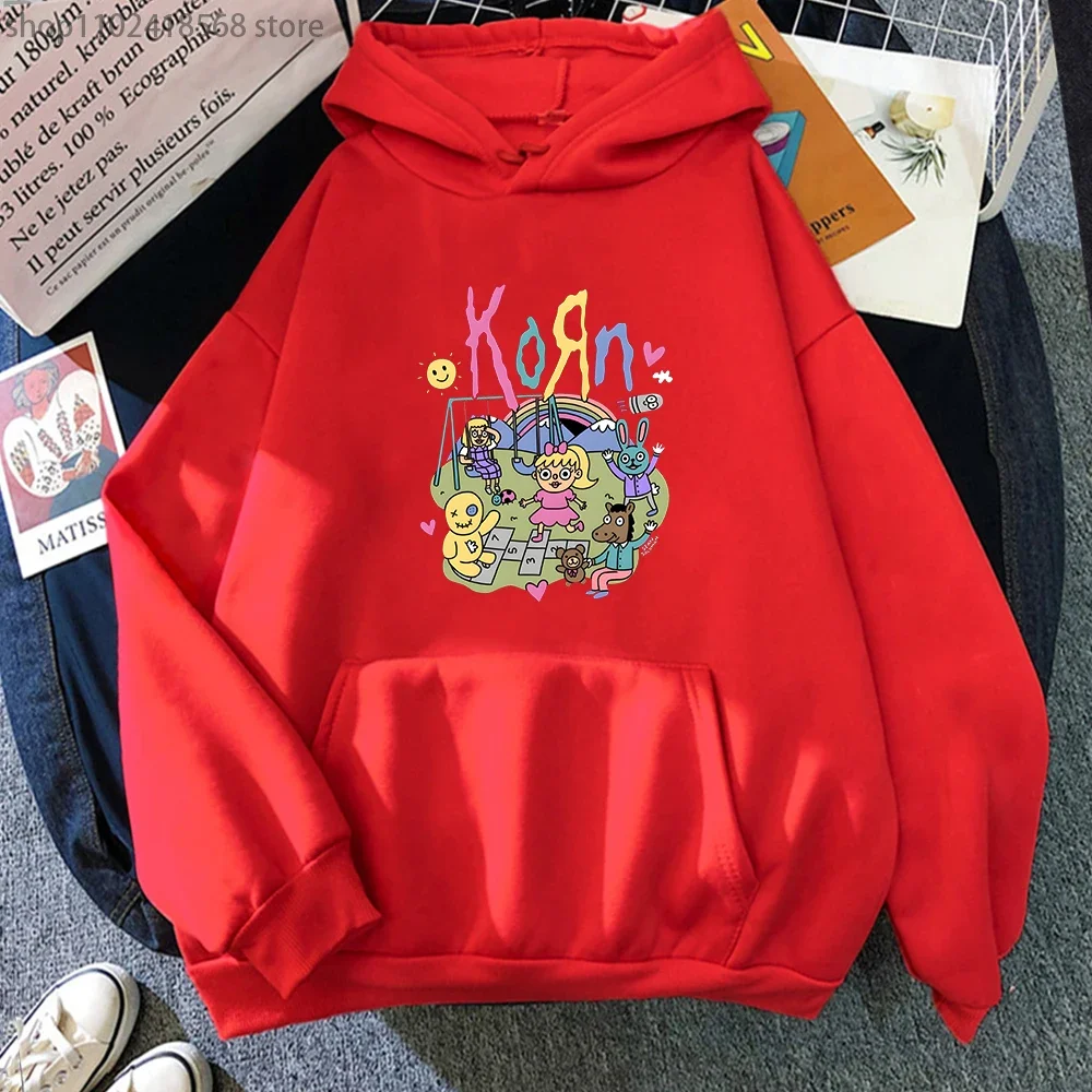 Korn Music Band Hoodies Hip Hop Cartoon Printing Sweatshirts Mens Casual Gothic Kpop Graphic Hoodie Long Sleeve Male Pullovers