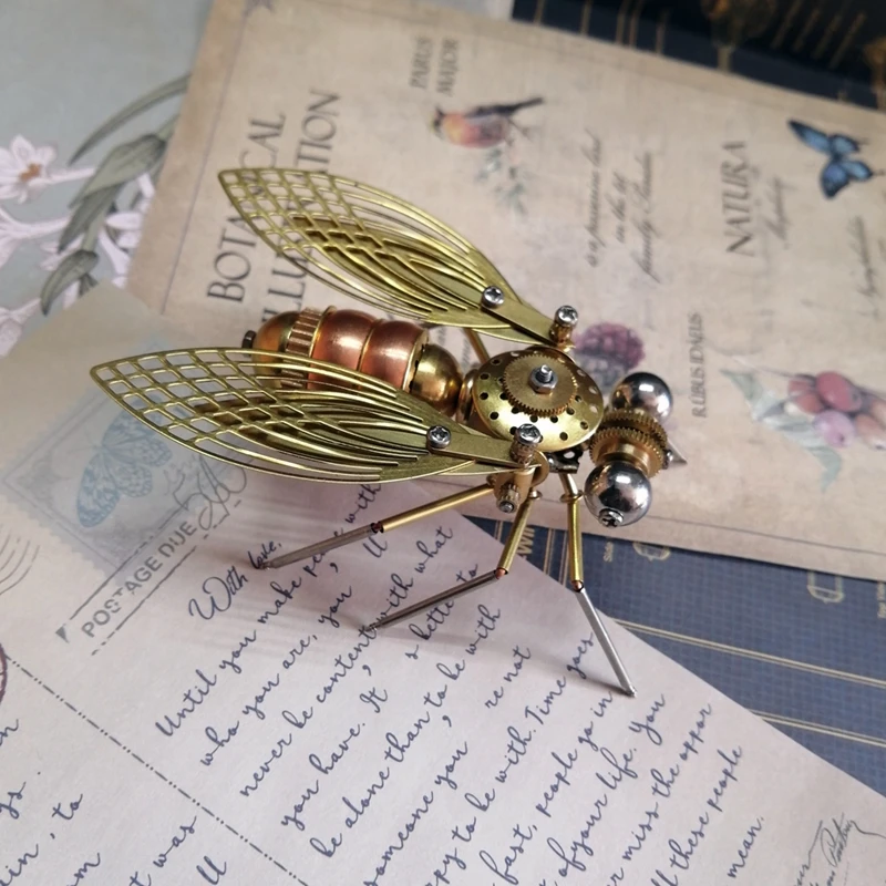 Steampunk-fly-ornaments-metal-crafts-mechanical-insect-home-decoration ...