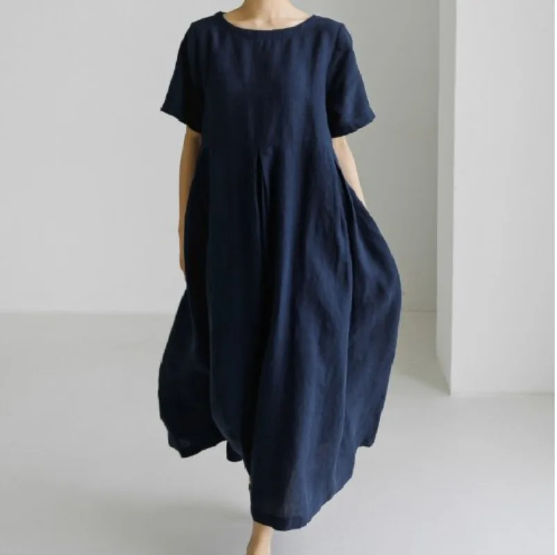 

Oversize Summer Long Dress Women Cotton Linen Casual Fashion Solid Color Dresses Y2k Loose Woman Korean Vintage Clothes Sukienki