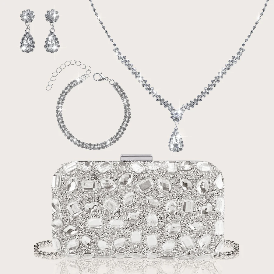 حقيبة يد وصندوق أنيقة وفاخرة وبسيطة للحفلات مرصعة...