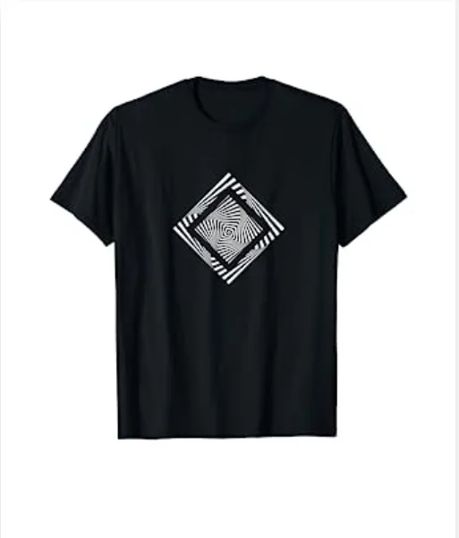 Twisted Squares Design Hypnotizing Abstract Optical Art T Shirt Maniche Lunghe O Corte