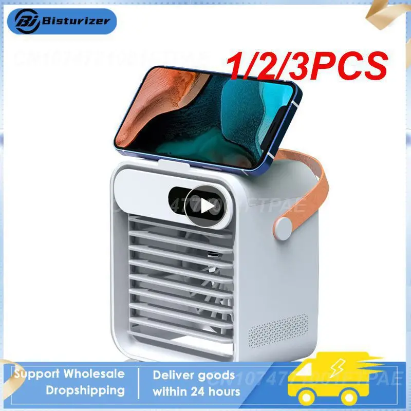 

1/2/3PCS Fan Mini Air Cooler Air Conditioner Home Outdoor Air Cooler Portable Mobile Phone Holder Mirror Spray USB Electric