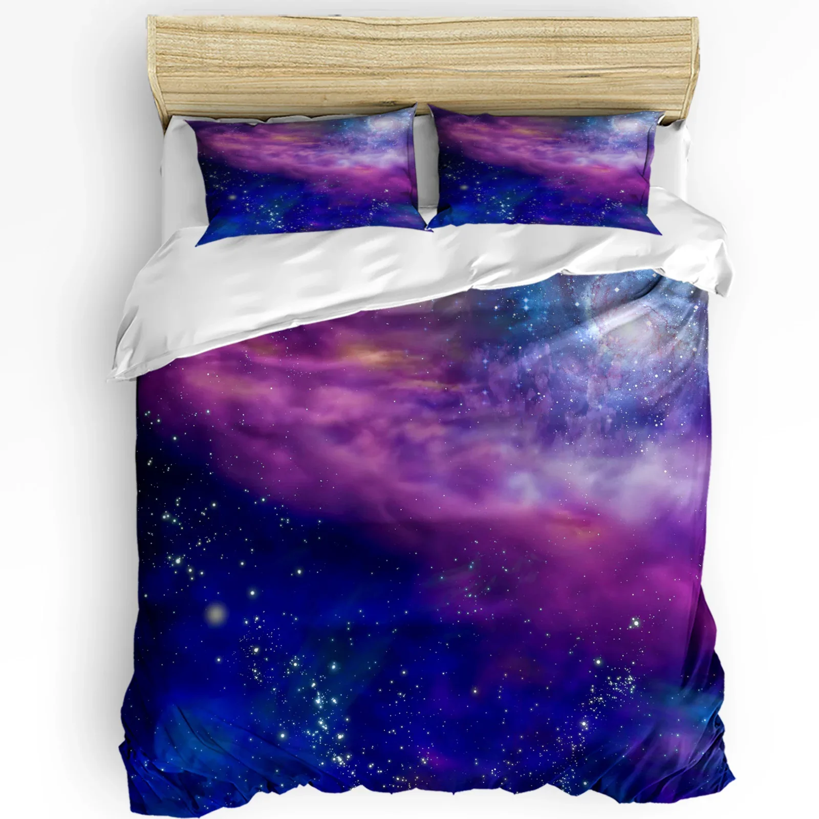 

Milky Way Stars Purple Printed Comfort Duvet Cover Pillow Case Home Textile Quilt Cover Boy Kid Teen Girl 3pcs Bedding Set