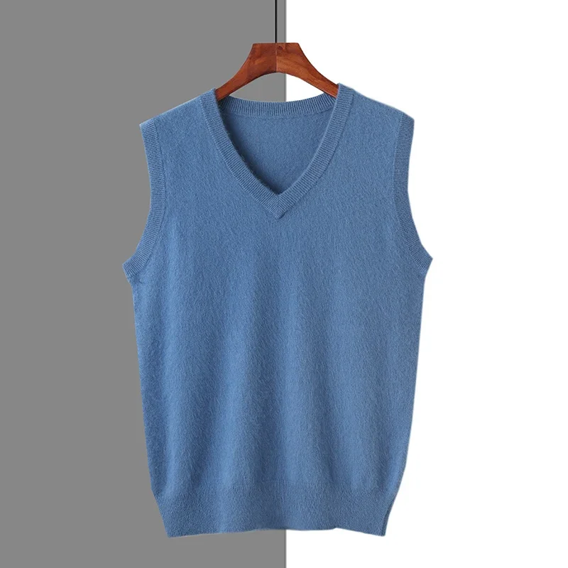 Autumn/Winter Men's Sweaters Marten cashmere Vest Fashion New Sleeveless V-neck Casual Young Style Pullover Solid Knitted Tops