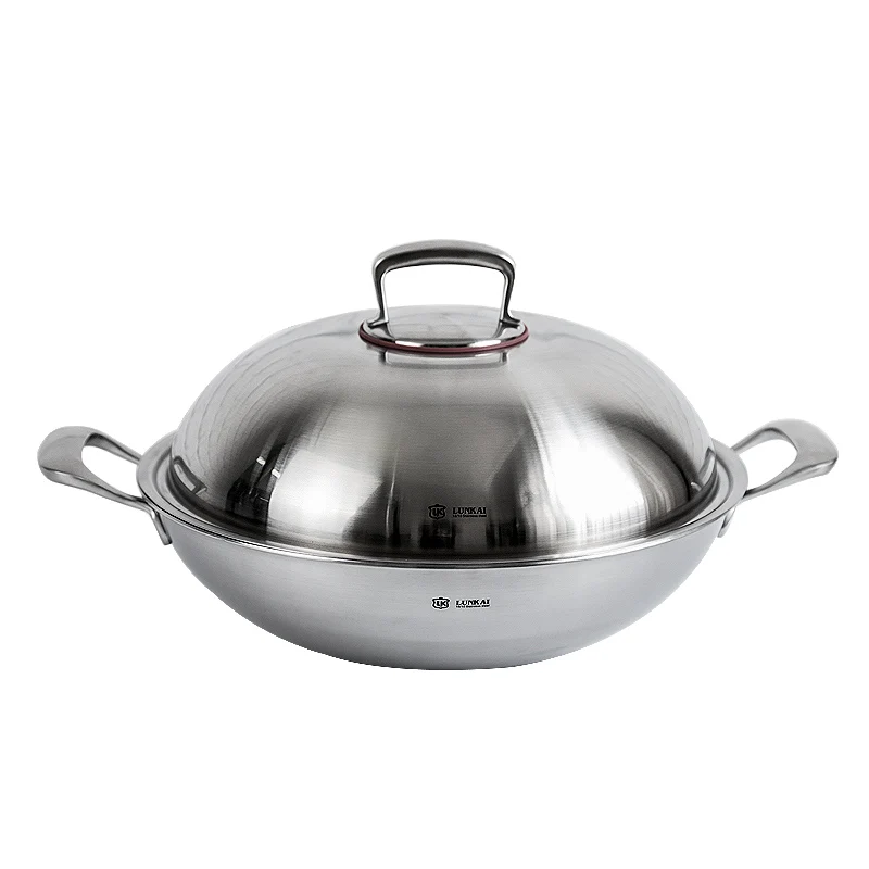 18/10 Stainless Steel Cooking Pots 36cm Uncoated Non Stick Cookware Multifunctional Frying Pan Thicken Durable Kitchen Utensils