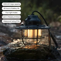 LED Camping Lantern Dimming Emergency Lamp Type C Charging Retro Camping Light 4 Light Modes Multifunction for Fishing Camping 4