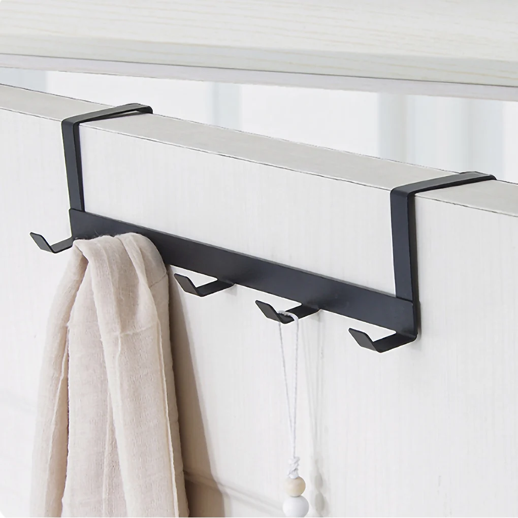 Door hook Over The Door Towel Hanger Rack Home Kitchen Bedroom Bathroom Door-mounted Towel Hook Holder Black