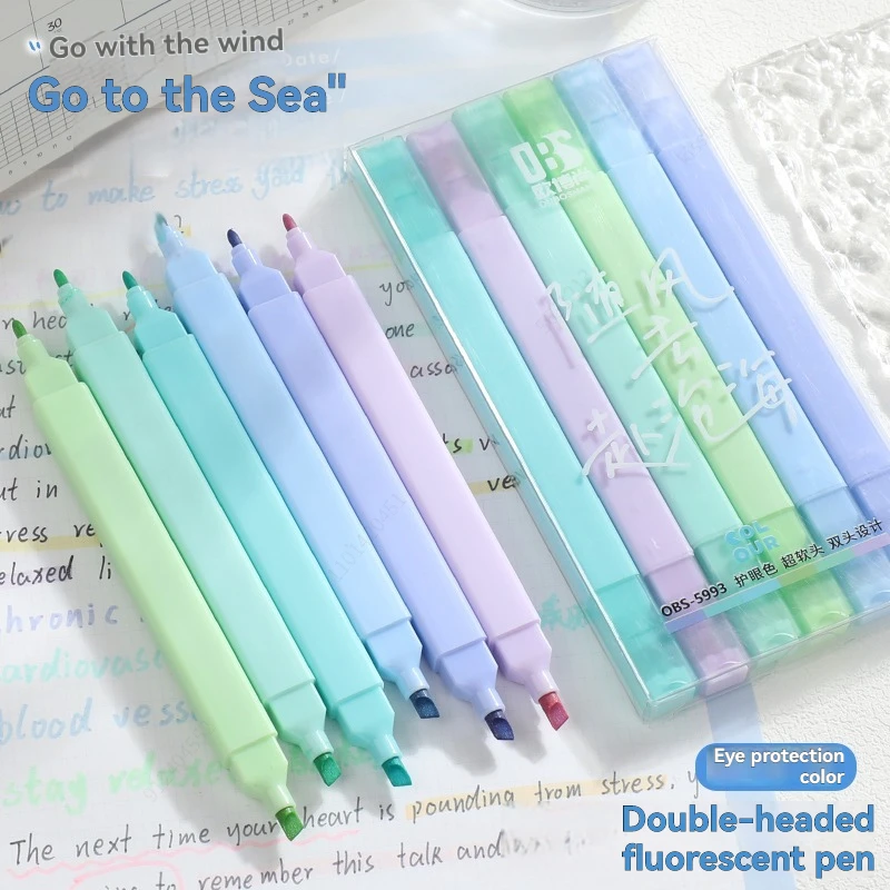 Highlighter Pen Marker Pen Highlighter Marker Art Marker 6/12 Colors Highlighters Cute Pastel Pens Bible Pens Soft Tip Aesthetics Markers Kawaii Stationary for Students School Supplies