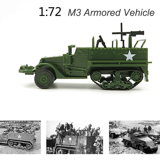 1:72 M3 Half-Track Military Armored Vehicle Assembly Model Toy Armored Carrier Car For Action Figure 4