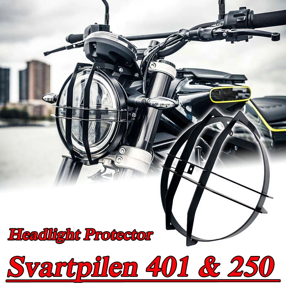 オートバイヘッドライトガードヘッドライトメッシュミラー用husqvarna svartpilen 401 & 250 2018 2022