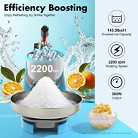 Broyeur à glace électrique, capacité de broyage robuste de 143,3 lb/h, lame en acier inoxydable 2200 tr/min, épaisseur de glace réglable avec protection contre la surchauffe, pour smoothies, cocktails et glace pilée. 5
