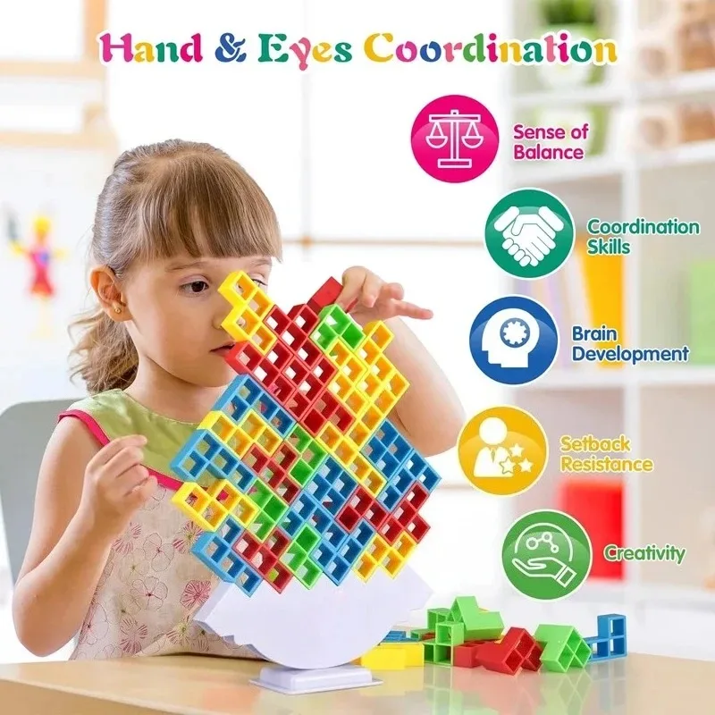 Jigsaw Building Block Toys, Fun Balance Stacking Games, Construction Board Games Russian Building Block Children's Tabletop Toys - 3