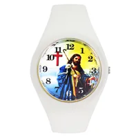 Jesus Christ Shepherd Cross Easter Day Christmas Gift Fashion Women Men Sport Silicone Strap Analog Quartz Wrist Watch 2