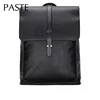 Simple Men Backpack Genuine Cow Leather Bagpack Business 15.6 Inch Laptop Computer Back Pack College Student School Bag Black 6