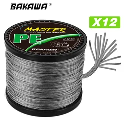 BAKAWA 12 Strands 300M 100M 500M 1000M PE Braided Multifilament Fishing Line Tresse Peche Saltwater Fly Weave for Carp Pesca