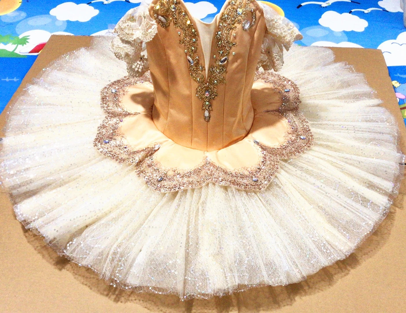 Children Professional Tutu Ballet Dress Champagne Color Ballet Skirt Classical Pancake Tutu Costumes Performance Ballerina Wear