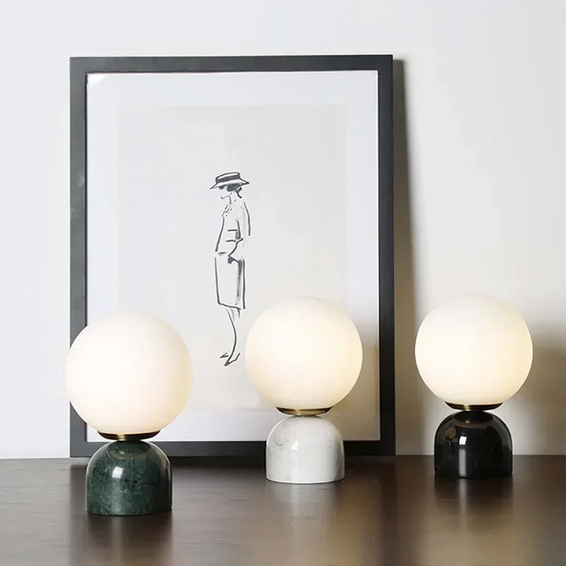 Description Picture 2 of itemNordicmarbleballtablelampliving room bedroom bedside lamp designer simple post-modern Internet celebrity small table lampторшер