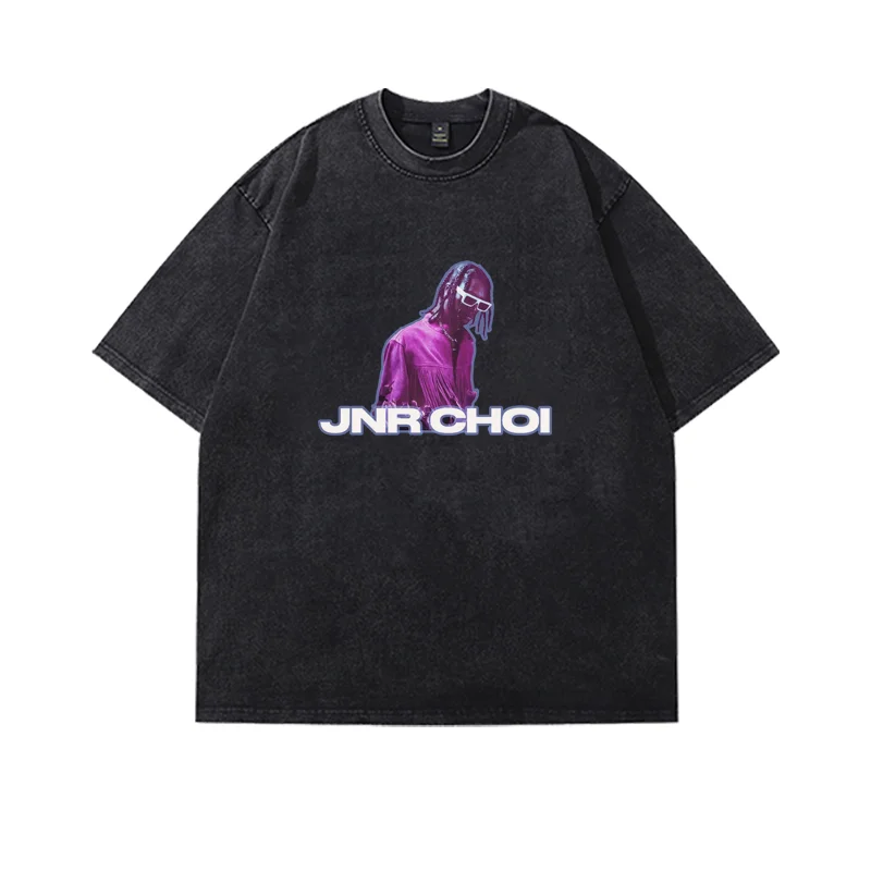Customized Washed Denim Dirtyfit Style Tops T-shirt Casual Personalized Tops Cotton Fashion Short Sleeve DIY Tee 3