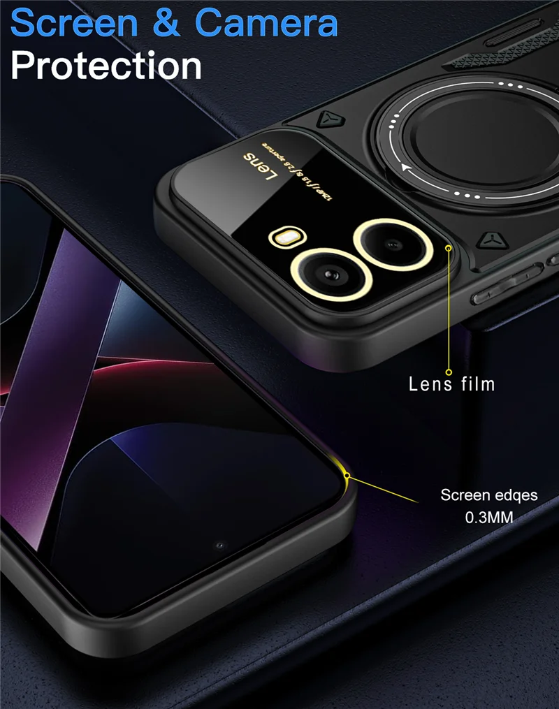 Armor Magsafe Magnetic Ring Case with Wireless Charging and Lens Protector