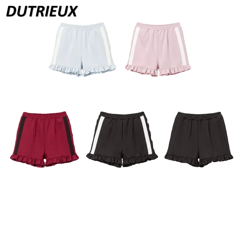 Japanese Style Sweet All-Matching Casual Shorts Wooden Ear Slimming Short Trousers Elastic Waist Pants Cute Leggings for Women