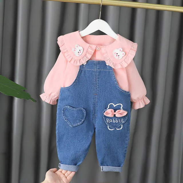 Outfits Infant Girl Denim Shirt Denim Infant Girl Fall Clothes 1-5
