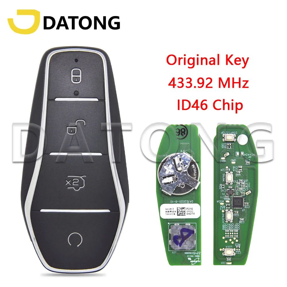 Datong World Car Remote COntrol Key For BYD Qin PLUS DM-i Qin PLUS EV Yuan PLUS SON ID46 Chip 433.92MHz Original Promixity Card