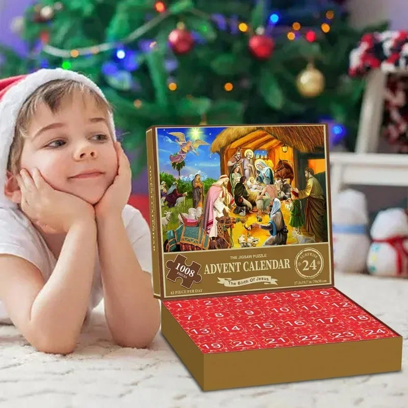 Christmas Jigsaw Puzzles Advent Calendar Surprise Countdown Theme Festival Advent Calendar Festival Party Favor For Gifts 2025
