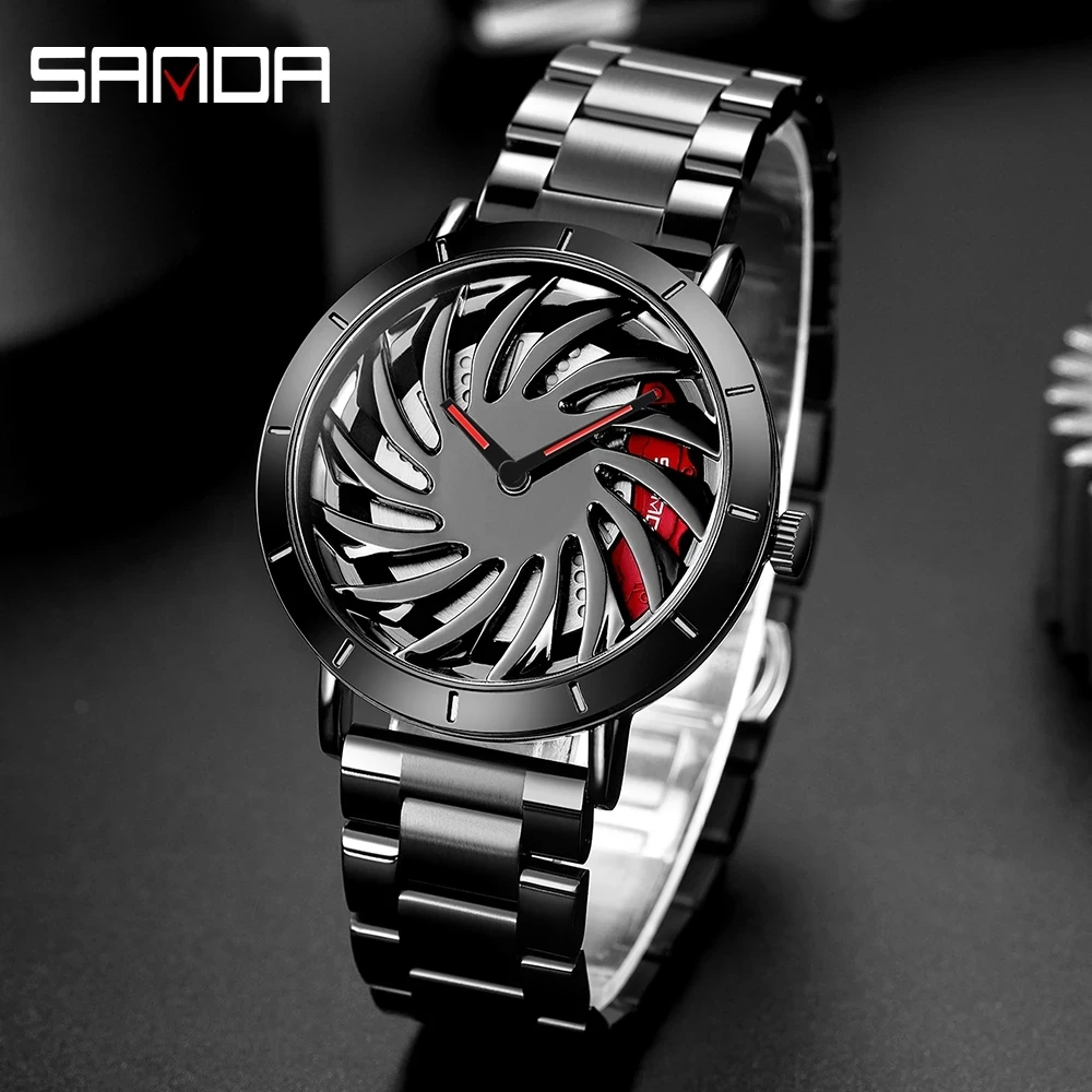 SANDA Luxury Top-Brand Men Watches Military Quartz watch Wheel Series Dial Fashion Waterproof Watch Relogio Masculino 1056