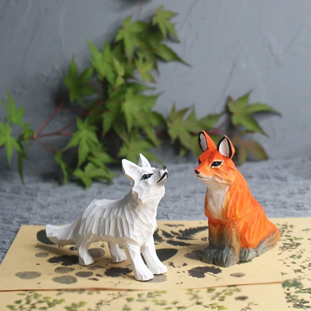 Hand Carved Wooden Fox Toy