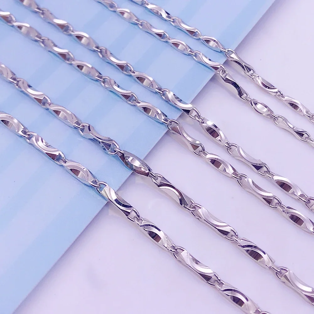 

PT950 Pure Solid Platinum 950 Necklace Women's 1mm Ingots Beaded Link Necklace 40-60cmL Gift