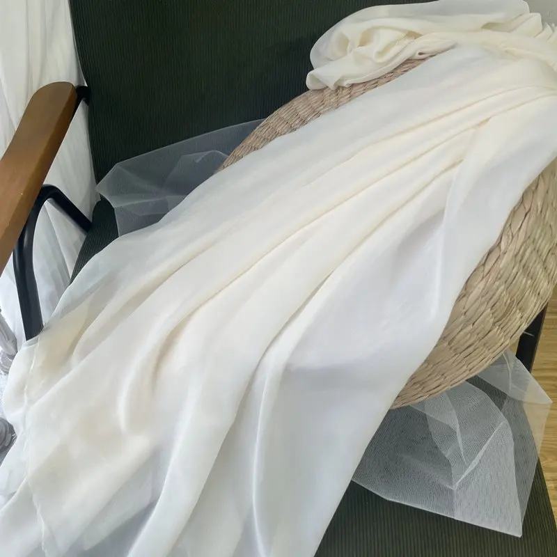 Elegant White Ivory Chiffon Fabric - Luxurious Georgette for Bridal Veils, Wedding Decor, and DIY Creations