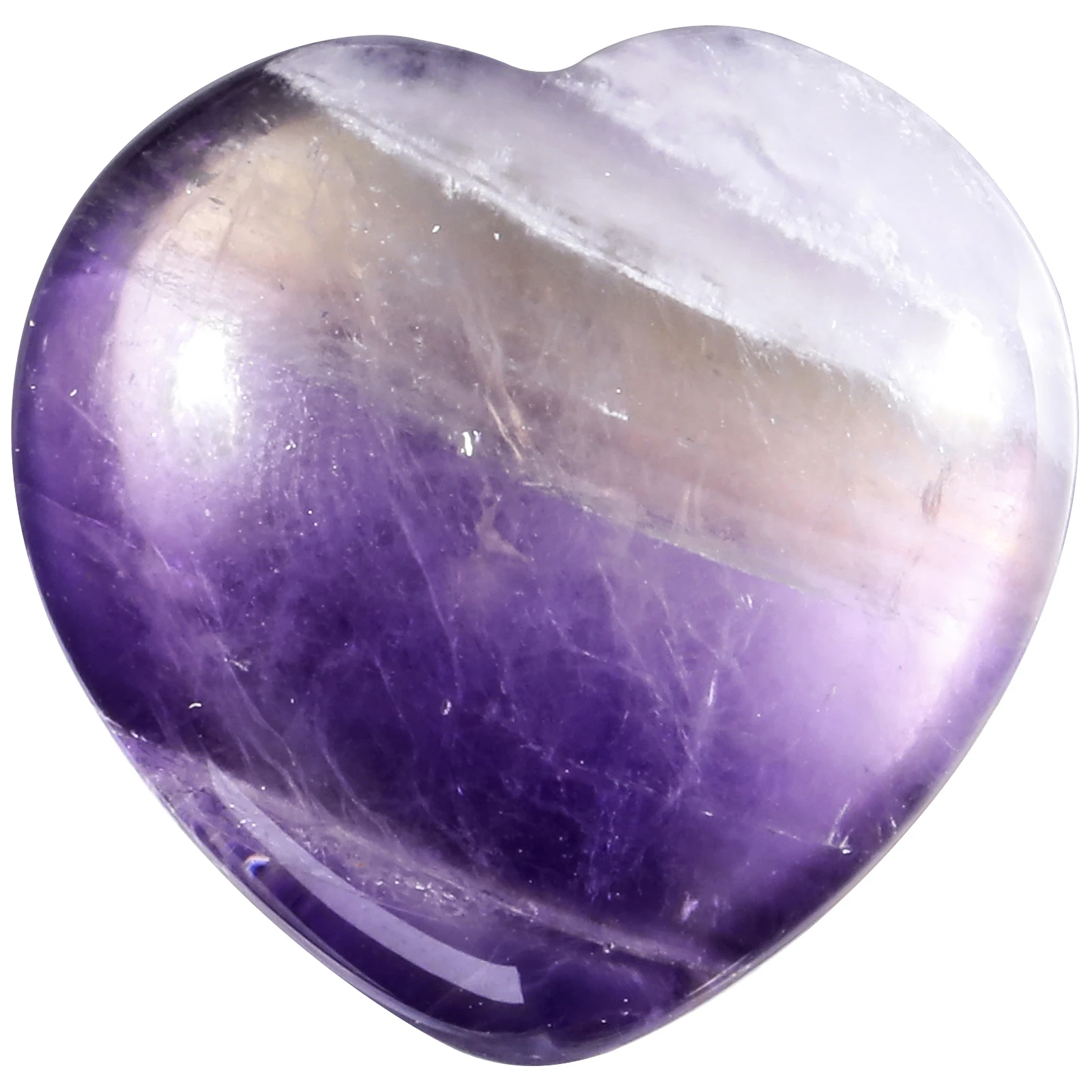 TUMBEELLUWA 2pcs/Lot Natural Amethyst Crystal Love Heart Puff Worry Stone Pocket Palm Stones For Chakra Balancing
