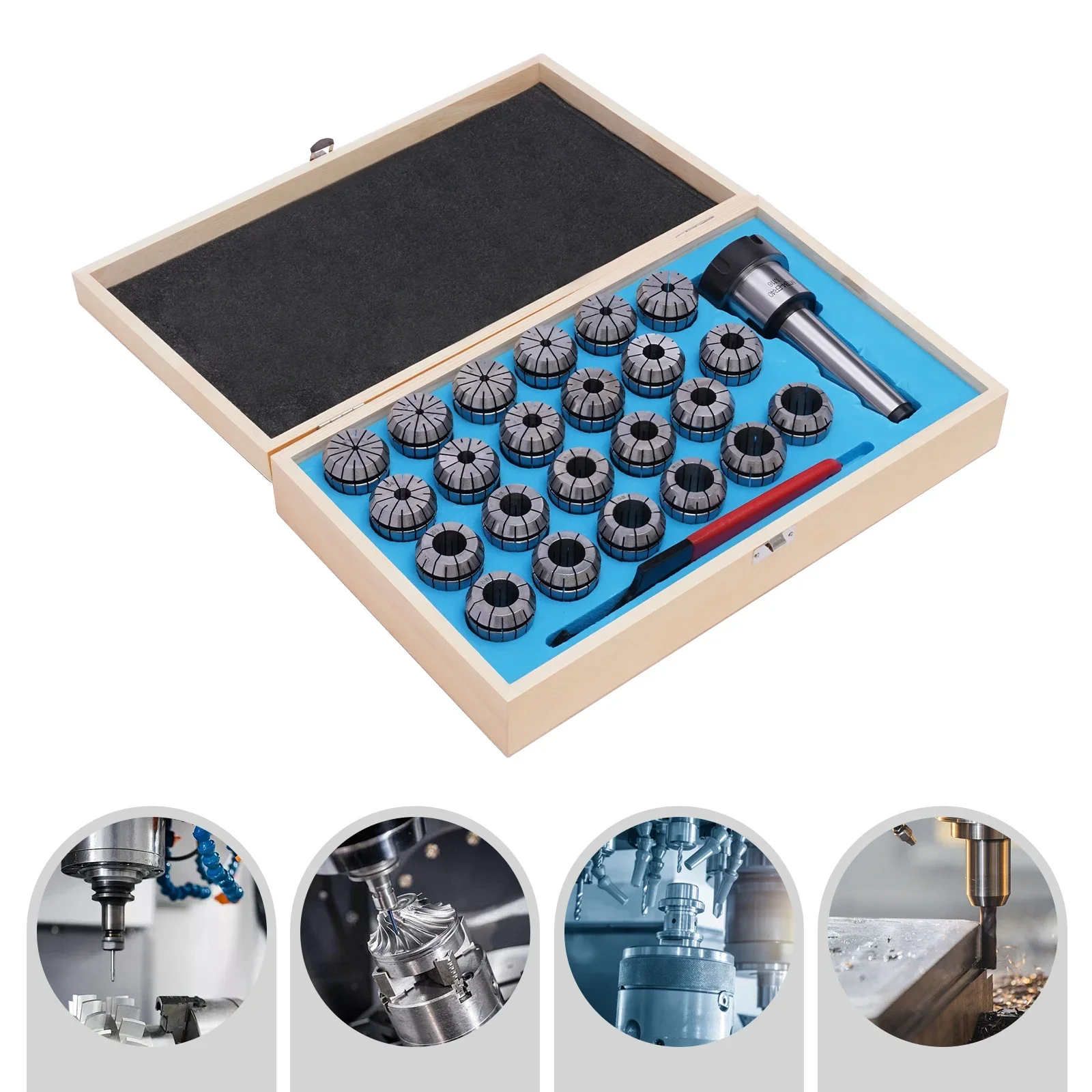 MTB4-ER40 Set 23-teiliges Spannzangen-Werkzeug, Federstahl-Befestigungsset, Durchmesser 4–26 mm, für Fräs-/Bohrmaschine, Drehmaschine – Detail 7