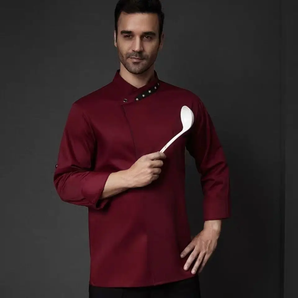 White Head Chef Coat Women long Sleeve Apron Chef Jacket Restaurant Uniform Hotel Kitchen Cooking Clothes Men Winter Foodservice