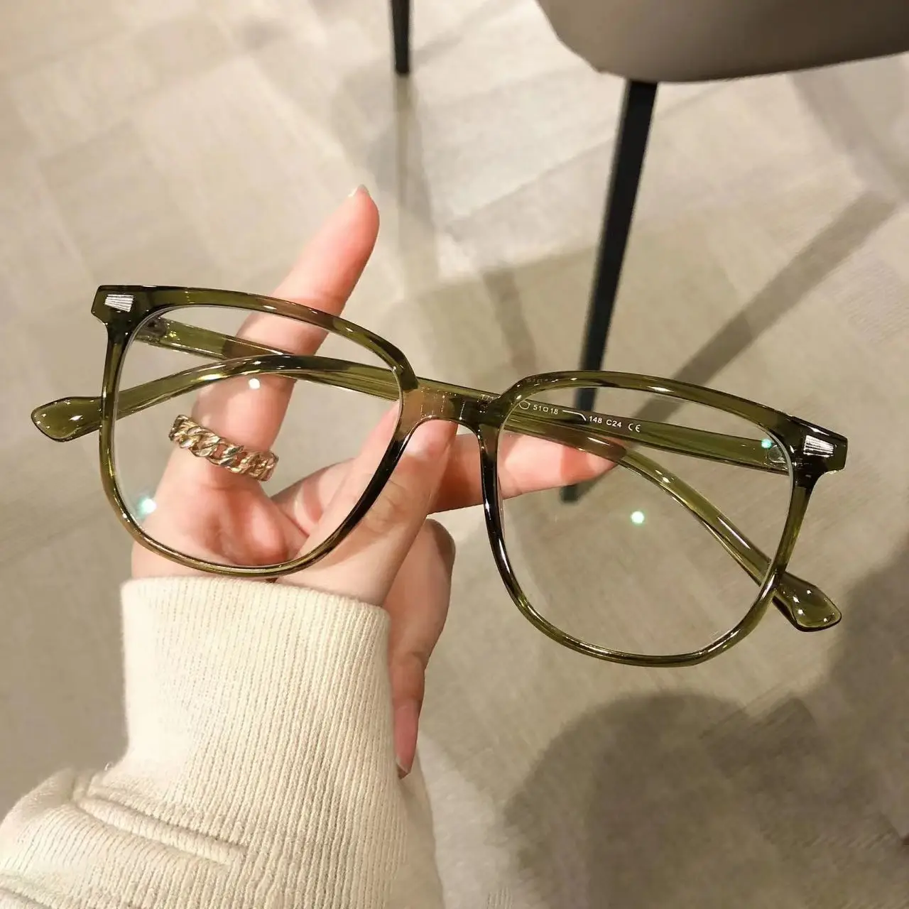 Korean-Version-Anti-Blue-Light-Prescription-Eyewear-Trendy-Olive-Green