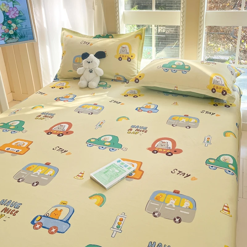 Bonenjoy 100% Cotton Bedsheet Skin-friendly Fitted Sheets Non-slip Bed Cover Cartoon Bed Linen sabanas (Pillowcase Need Order) 3