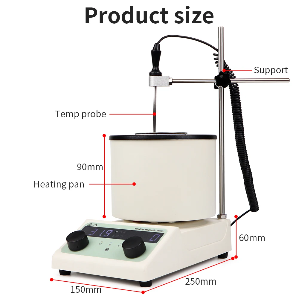 1L Magnetic Stirrer Heating Stirring Pot Laboratory Constant Temperature Digital Display Vortex Mixer Hot Plate EU 220v 1500RPM