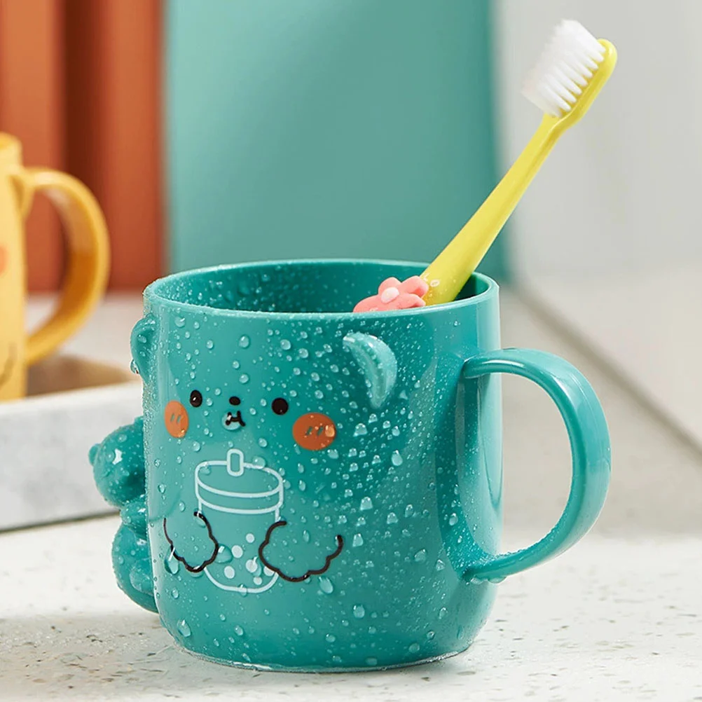 2 Pcs Children's Plastic Mug Kids Mouthwash Cup Cute Coffee Three-dimensional Cartoon Toothbrush Cups