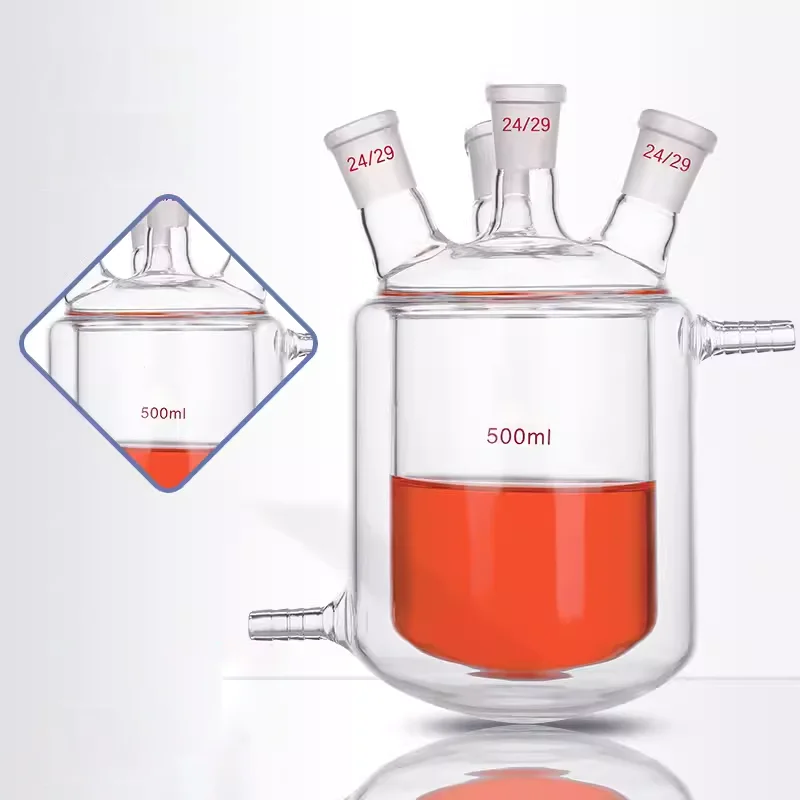 실험실용 붕규산염 유리 비커, 이중 재킷 반응기, 4 입 반응 플라스크, 50-10000ml