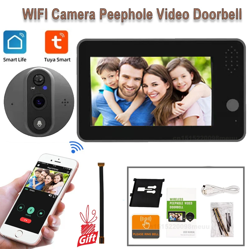 top-tuya-wifi-smart-video-doorbell-peephole-1080p-smart-home-security-two-way-audio-2mp-night-vision-ycc365-wireless-doorbell