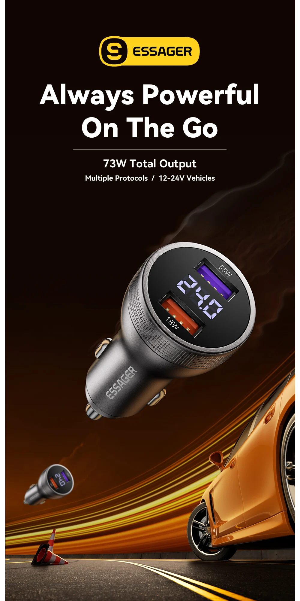 73W USB C Car Charger Quick Charge 4.0 PD3.0 Fast Charging Adapter for iPhone16